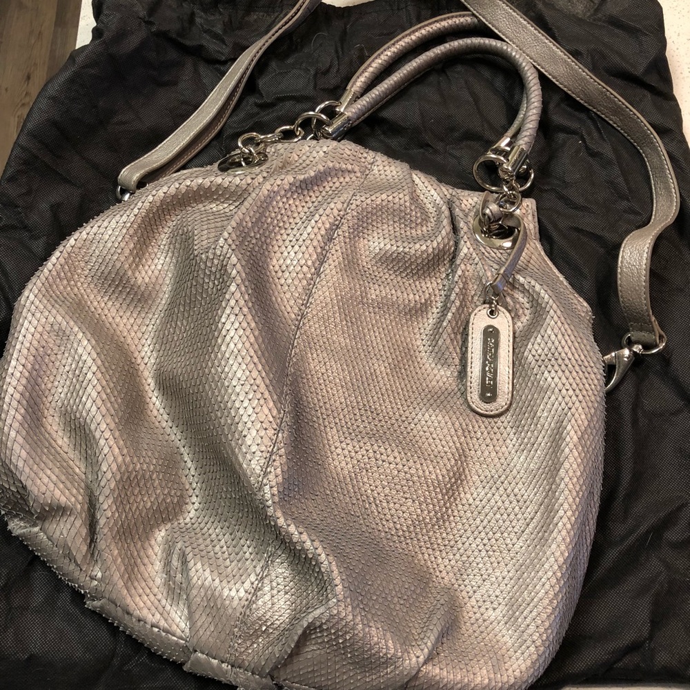 Cynthia Rowley silver leather purse w/ dust bag